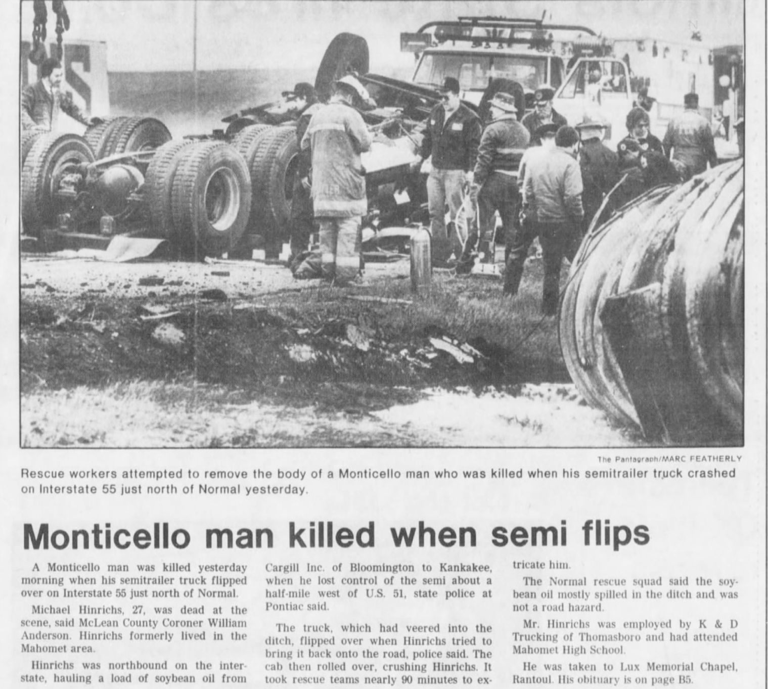 Monticello man killed when semi flips